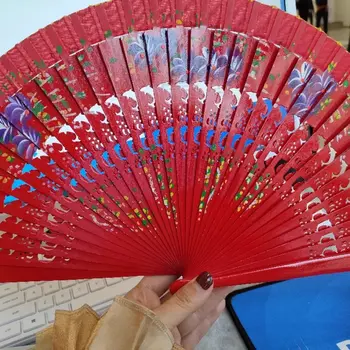 1ks skládací vějíř pro tanec, dřevěný španělský ručně vyrobený dárek pro hosty, dekorace do domácnosti, ozdoby, řemeslné čínské vějíře 6 nejlepší prodej dřevěný ruční vějíř - №3