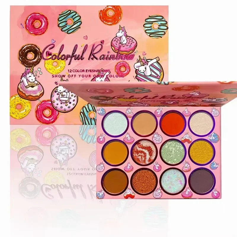 Nueva paleta de sombra de ojos de fiesta de 12 colores, paleta brillante mate nacarado, maquillaje de escenario, paleta de maquillaje para Cosplay, maquillaje para mujeres