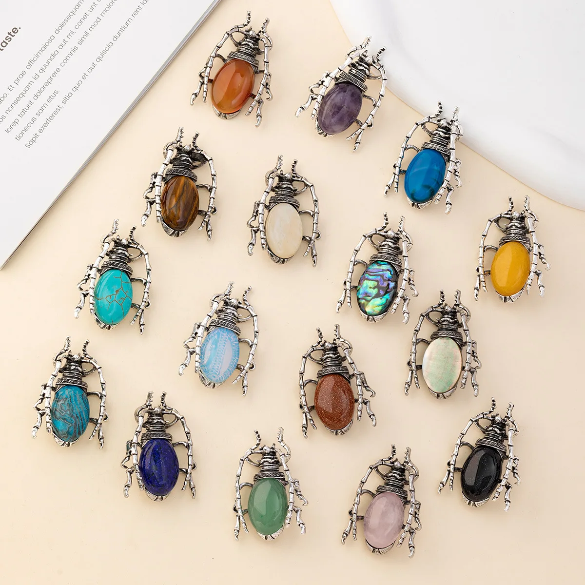 New Funny Jewelry Pink Crystal Purple Agate Cartoon DIY Pendant Can Be Used as Beetle Brooch