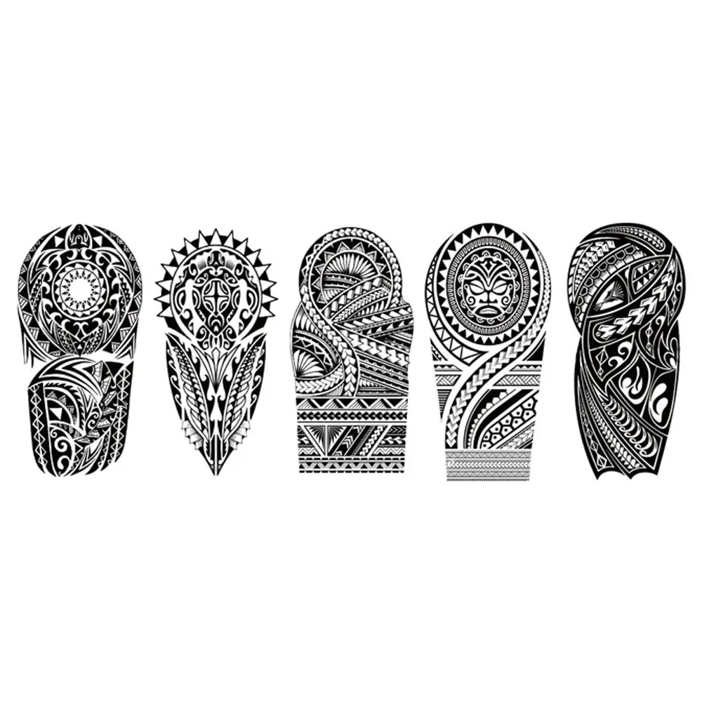 5pcs Waterproof Temporary Tattoo Sticker Mechanical Totem Black Maori Robot Soldier Body Art Arm Fake Tattoos Sleeve Women Men