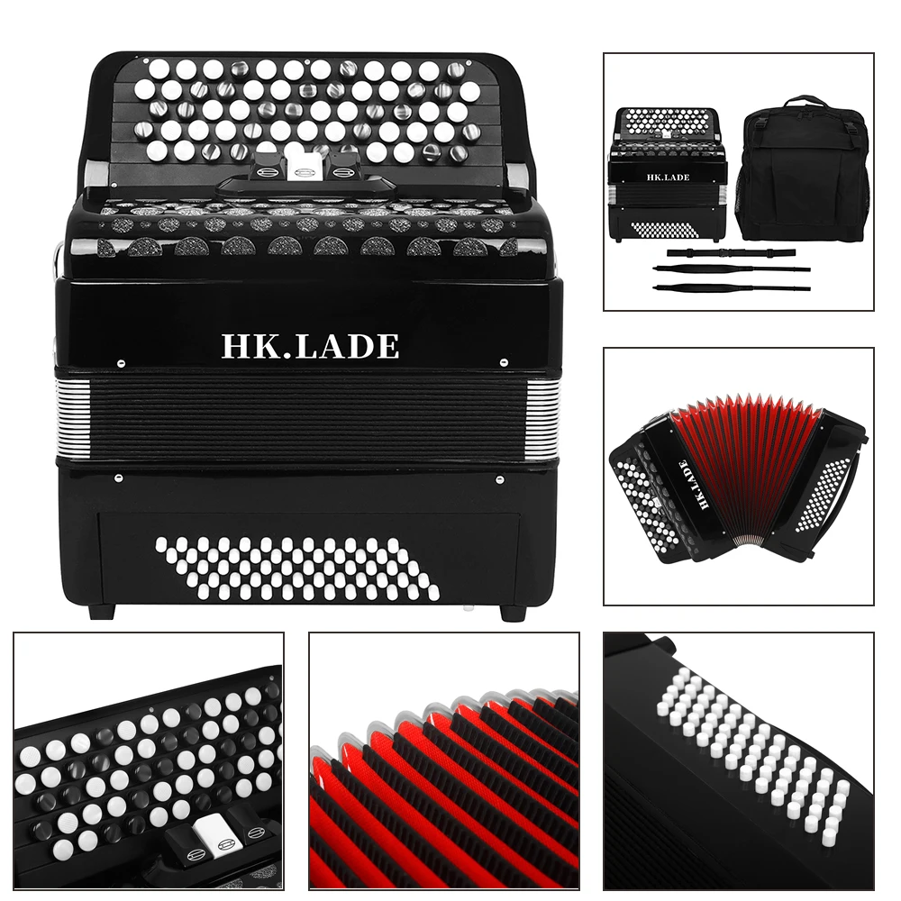 

HK·LADE Bayan Accordion 62 Keys 60 Bass Accordion With Strap Bag Professional Keyboard Instrument For Performance/Teaching