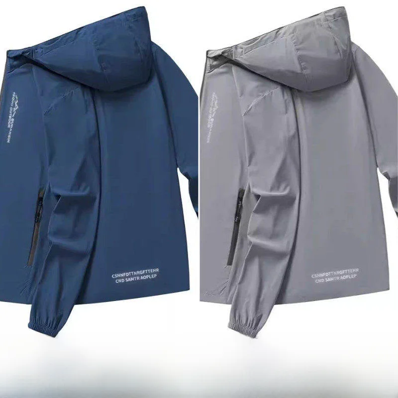 

Men's Summer Thin Ice Silk Sun Protection Outerwear Breathable Outdoor UV Protection Skin Shirt Loose Fit Hooded Long Sleeve