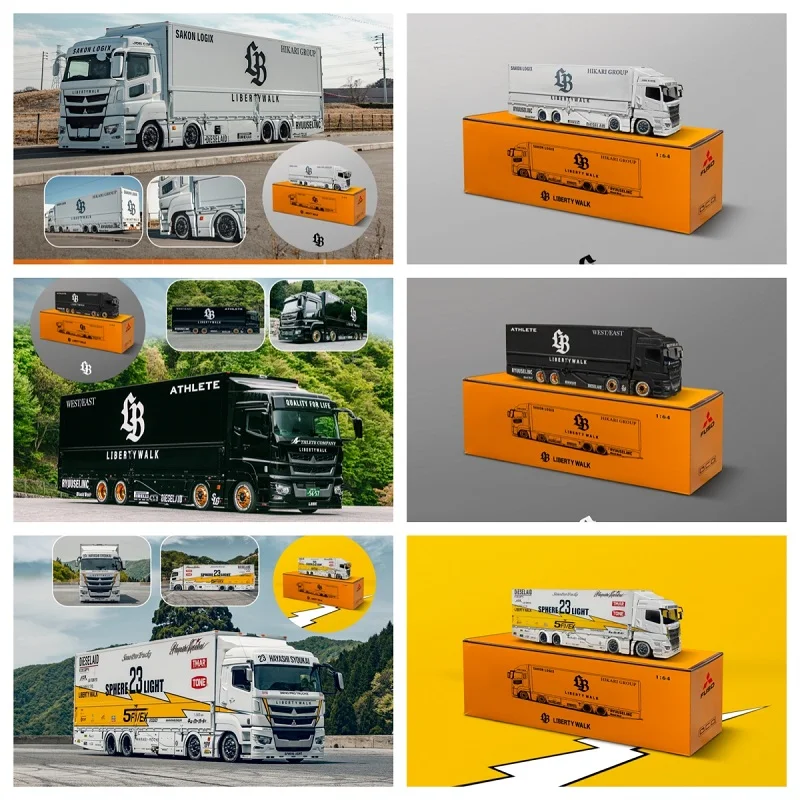 

** Предзаказ ** GCD 1:64 LWBK LB-TRUCKS JDM Fuso Super Great молния #23 Белый Черный RHD литая модель автомобиля