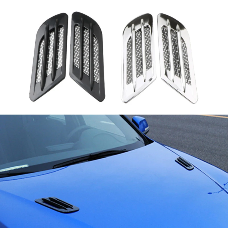 

2PCS Silver Car Sharks Gills Fender Side Vent Hole Sticker Cover Air Flow Intake Hood Grille Decoration Protection Universal