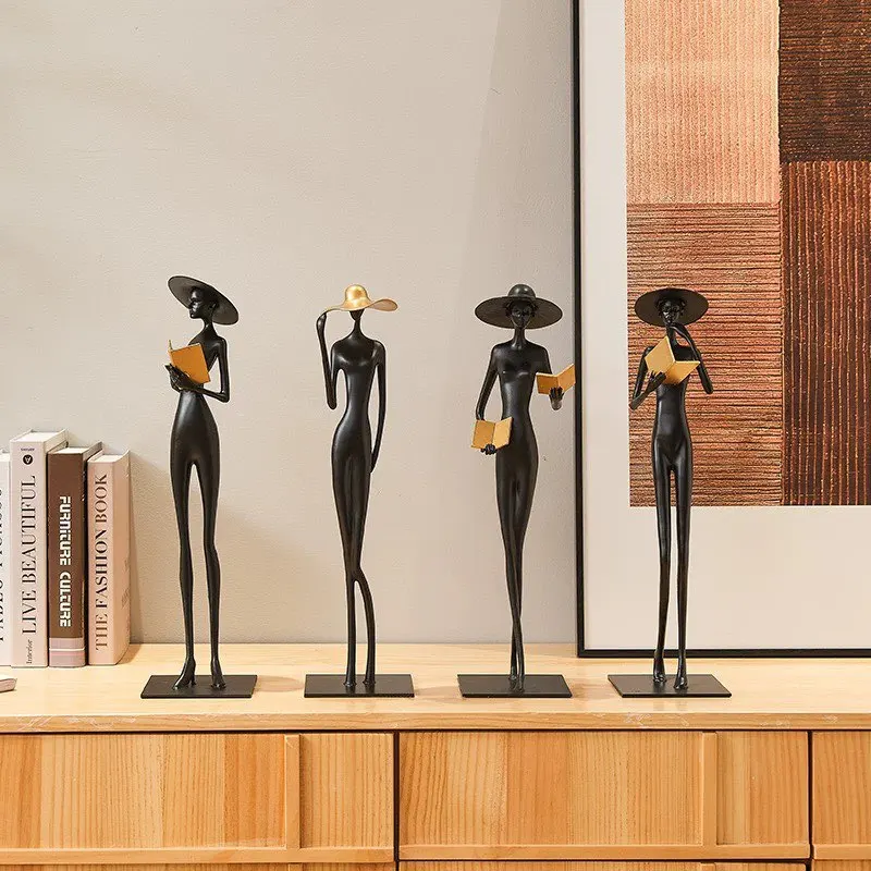 luxury art sculptures reading books character sculptures room decoration accessories living room slender ornaments niche decorat