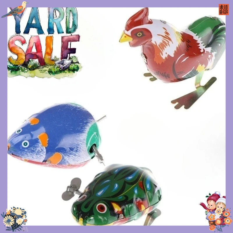 

Механические заводные игрушки из жести: лягушка, мышь, птица. Детские игры, подарки, ностальгические сувениры.