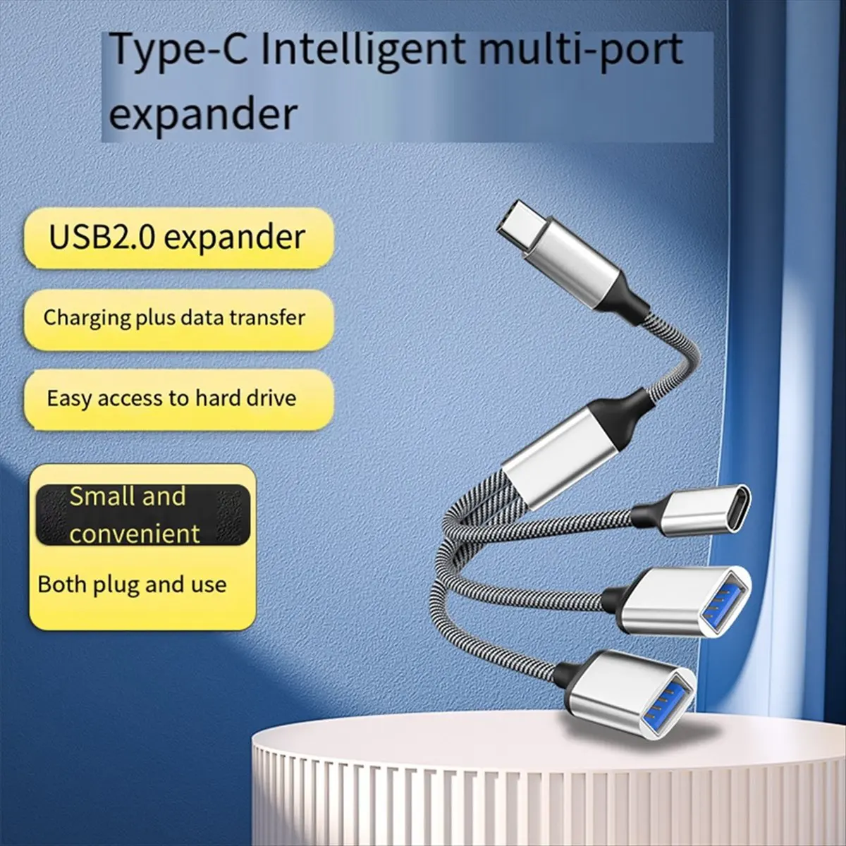 (A23G) USB Splitter Cable Data Power Split Adapter USB C OTG Cable Phone Adapter, for Phone Laptop Tablet