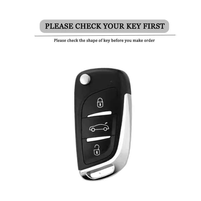 Zinc Alloy Leather Car Flip Remote Key Case Cover Protector Shell Keychain For Citroen C1 C2 C3 C4 C5 XSARA PICA Car Accessories