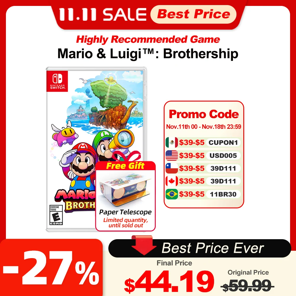 Mario & Luigi: Brothership Nintendo Switch Game Deals 100% New Physical Game Card Action Genre for Nintendo Switch Game Console