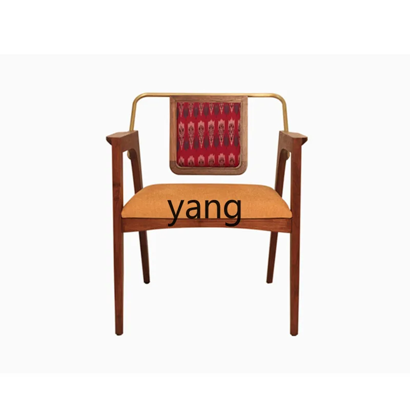 

Yjq Solid Wood Dining Chair Home Study Office Desk Chair Designer Model Room Hotel Leisure Chair