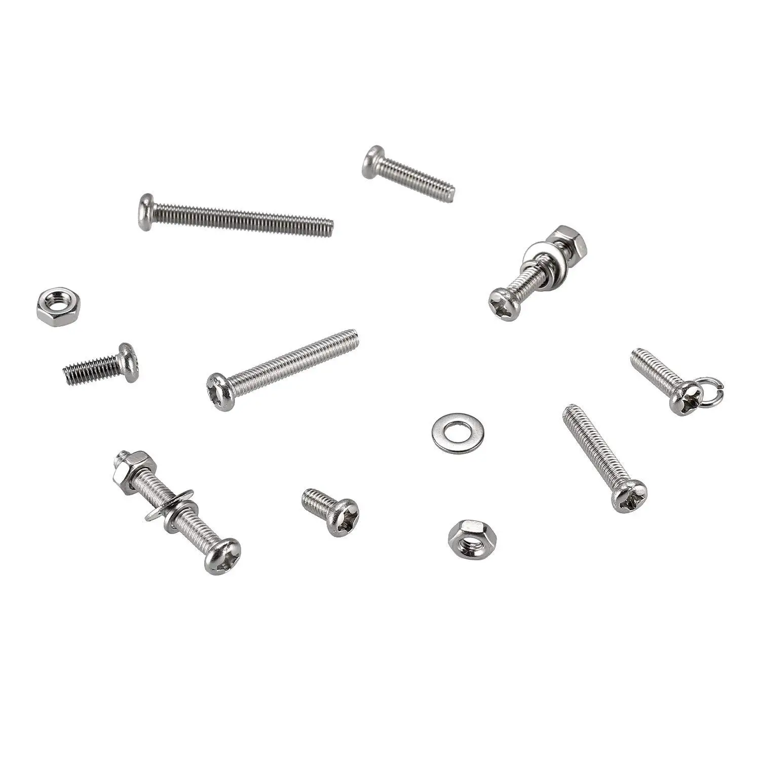 Picture 6: 320PCS M3 Phillips Pan Head Machine Screws, Metric Screws Bolts Washers Nuts Kit, 304 Stainless Steel with Spring Washer
