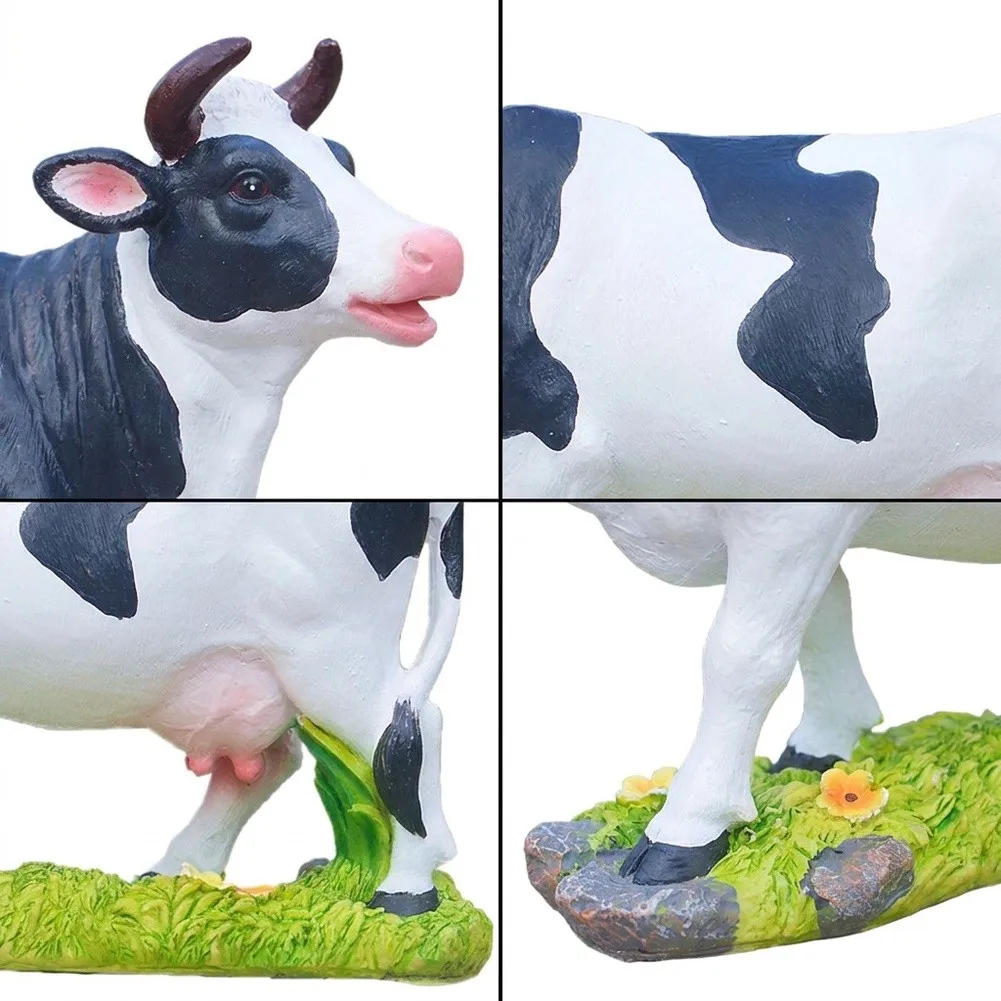 Farm Animal Decor Resin Cow Statue for Home Garden Patio Desk Shelf Black and White Design 22 8 17 cm Dimensions