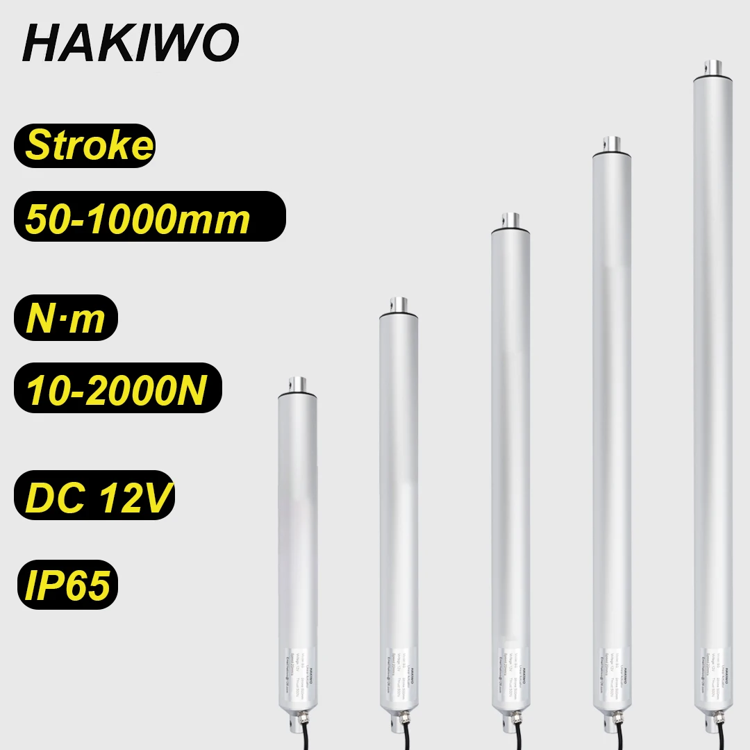 HAKIWO 12V Straight Linear Actuator IP65 Waterproof 2000N 50mm 300mm 700mm 1000mm Stroke Solar Tracker Motorisation Door 150mm/s