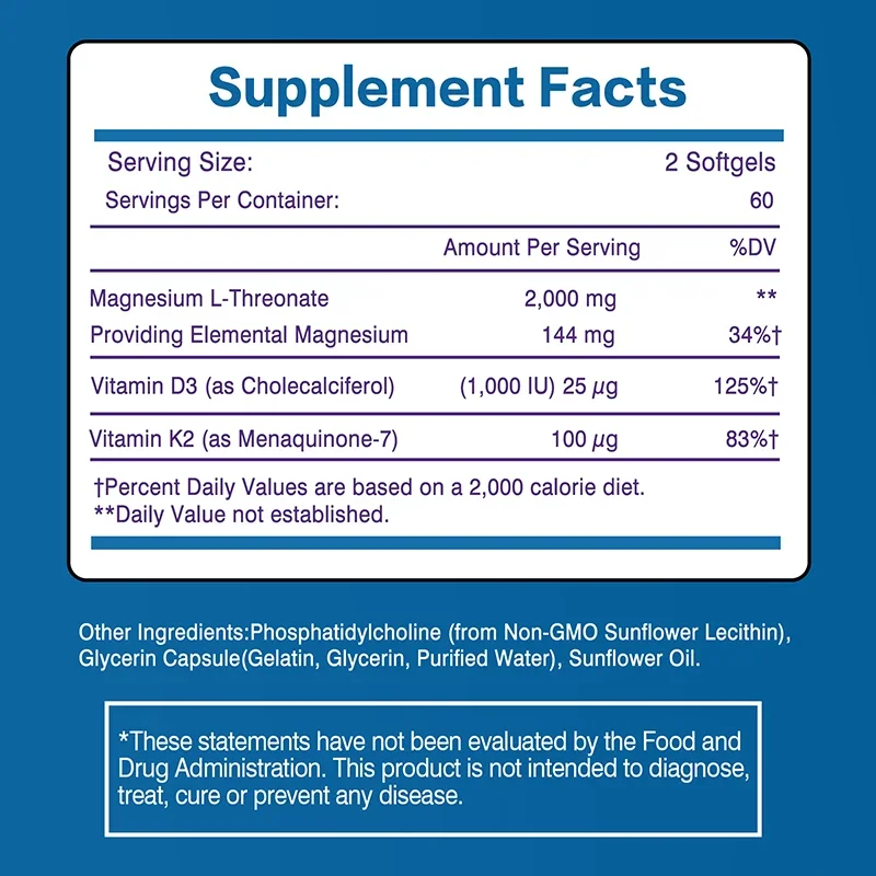 Liposomal Magnesium L-Threonate - Supports Sleep, Boosts Energy Levels, Promotes Brain and Bone Health and Muscle Relaxation