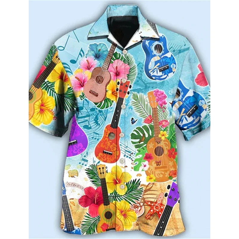 Camisas hawaianas con estampado 3D para hombre, camisa de manga corta con estampado de comida salchicha, cuello cubano, informal, vacaciones,