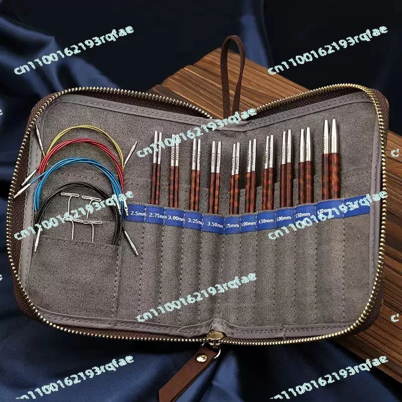 

Black Sandalwood Crafting Needles for Hand Knitting & Crochet,Smooth Tips Detachable Circular Knitting Needles Set