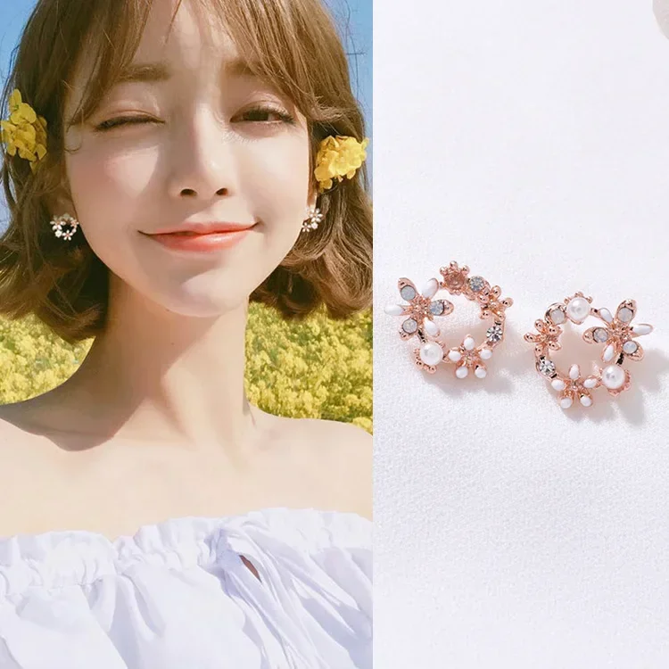 New Design Hot Sale Fashion Jewelry Simple Garland Shell Drop Oil Crystal Cute Earrings  earrings for women