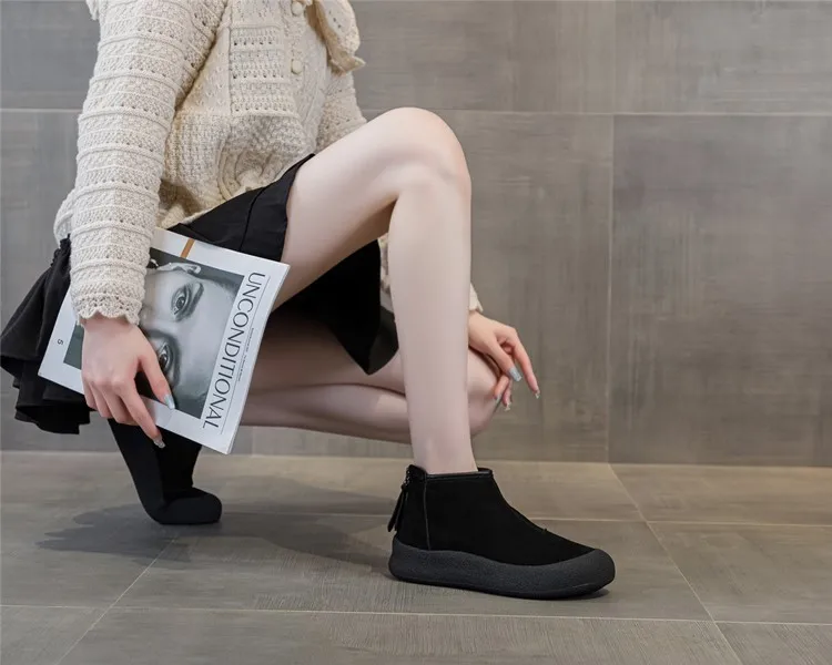 AIYUQI Schneestiefel für Damen in Übergrößen 2025 Winter Echtleder Kurze Damenschuhe Verstärkte Warme Winterstiefel für Frauen – Detail 4