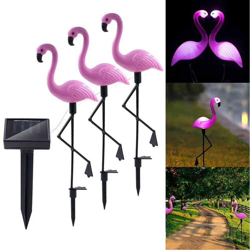 

Led Flamingo Waterproof Solar Bird Light Lawn Outdoor Garden Light with Stake Yard with Landscape Lights Ornament
