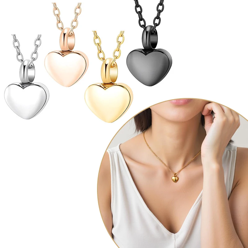 Stainless Steel Small Heart Locket Cremation Heart Charms Memorial Ashes Urn Necklace Jewelry Keepsake Colorful Heart Urn Gift