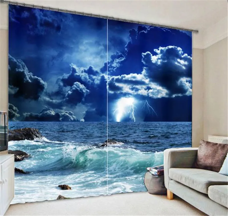 blue star curtains landscape 3D Blackout Window Curtains For Living Room Blackout curtain galaxy curtains