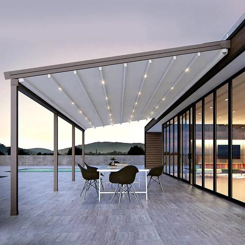 Gazebo Pergola Sunroom Door Awning Gazebos Outdoor Aluminium Folding Courtyards Terrace Outside 3X6M Pavilion Eaves Tents