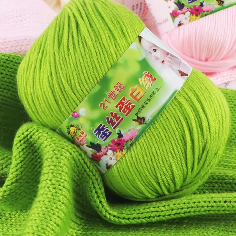 50g 120M Cotton Silk Wool Yarn Knitting Lana Knit Yarn Crochet Thread Line Knitted Worsted Handmade Yarn