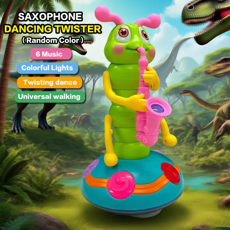 Electric Twister Worm Saxophone Playing Toy, Dancing and Swinging Left and Right, Perfect Gift for Baby