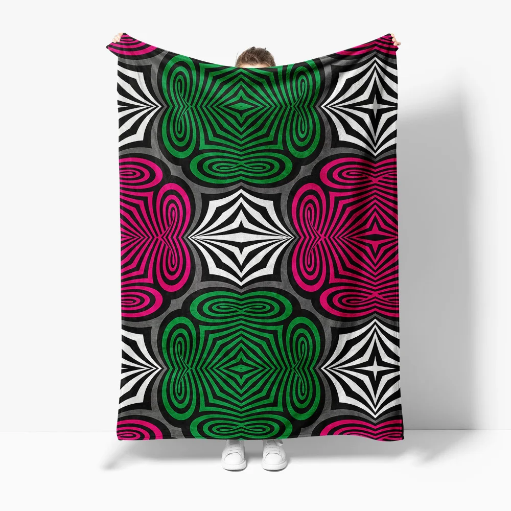 Psychedelic Optical Illusion Pattern Abstract Space Warp Geometric Blanket Throw Bedspread Decor