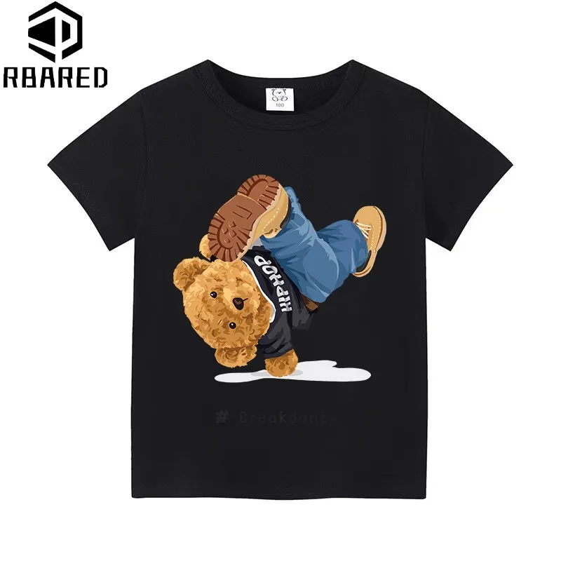 Trendy Teddy Bear Children\'s T-shirt 100% Cotton Boys Clothes Stitch Tops Top Shirts Brands Short Sleeve 2024 Kids Clothes Stich