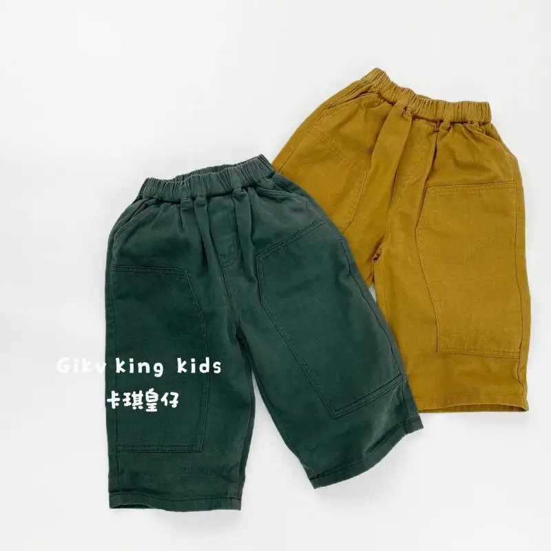 

2026 Spring New Children Cargo Pants Cotton Boys Girls Loose Trousers Baby Clothes Fashion Vintage Kids Solid Casual Pants