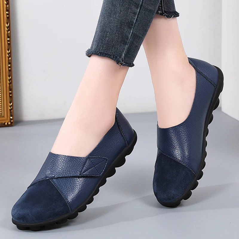 2024 New Women Flats Ballet Shoes Woman Cut Out Leather Breathable Moccasins Women Boat Shoes Ballerina Ladies Casual Shoes Plus