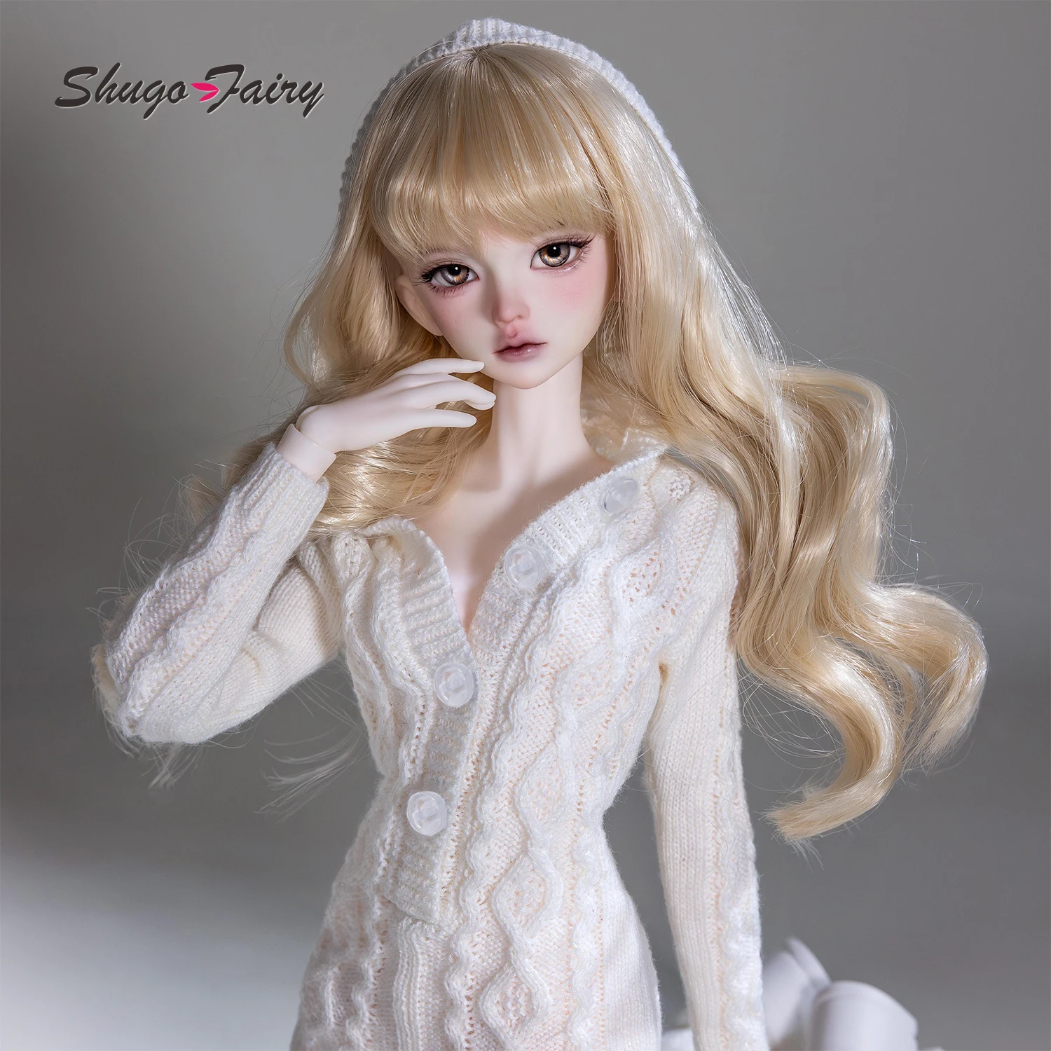 BJD 인형 1/4 카카 H 슈가페어리 MSD 풀세트 쿨 캐주얼 언인히비티드 레이디 후드 케이블 니트 스웨터 의상 볼 조인트 인형 썸네일 2