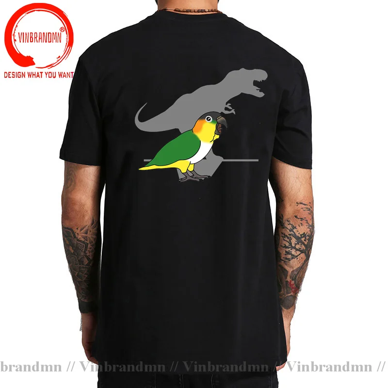 T-rex Black Headed Caique T-Shirt Funny Bird Memes T Shirt Dinosaur Harajuku Gothic Men Tshirt Ullzang Streetwear Tops Tee Shirt