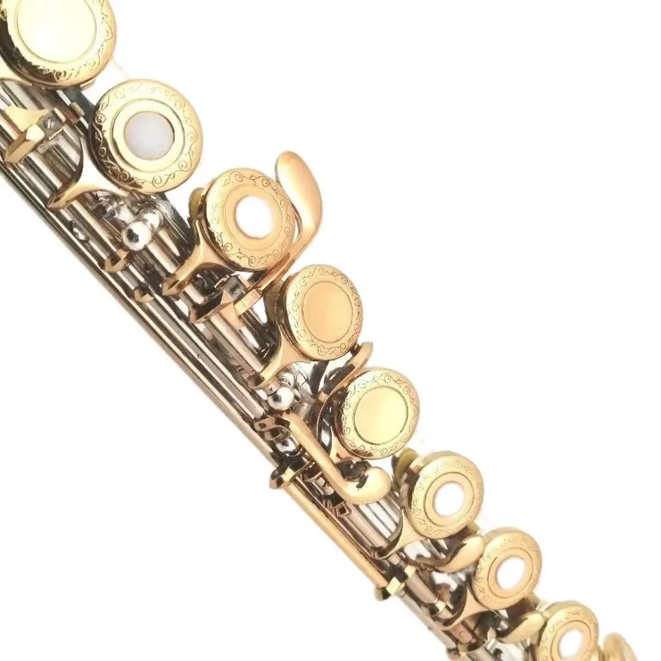 C Key Gold Plated Flute Body 16 Closed Holes Plus E Key Instrument