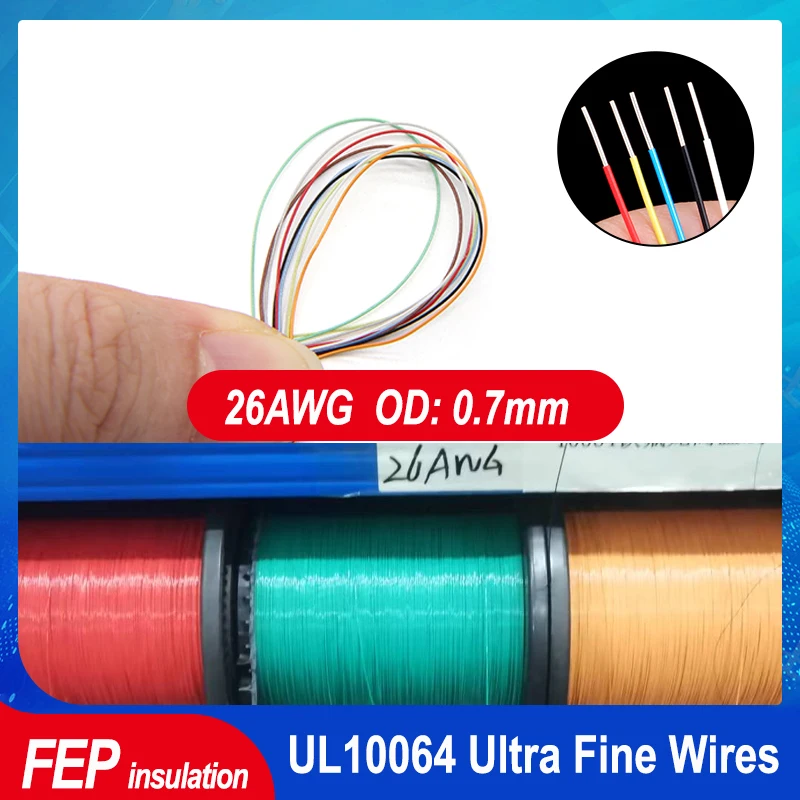 5~500m 26AWG UL10064 PTFE Wire Ultra Fine Micro Litz Soldering FEP Insulation Tinned Copper Cable