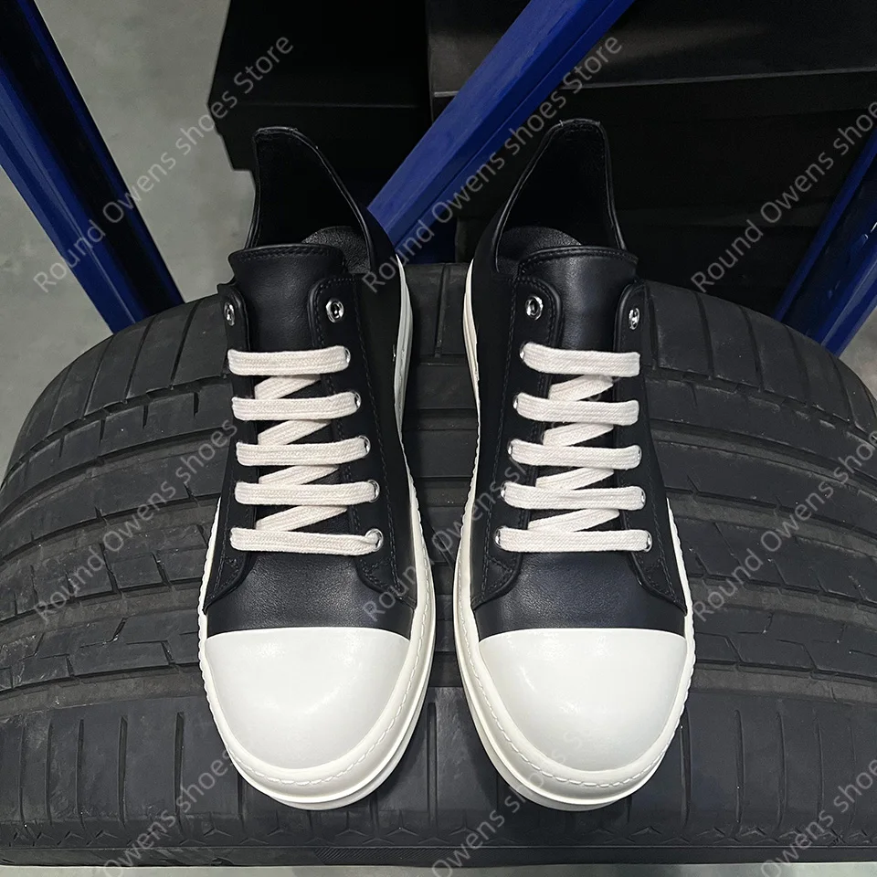 

Classic Men Casual Shoes Low Top Quality Black Leather Luxury Lace Up Thick Sole Designer Ro Trainers Women Brand Flat Sneakers