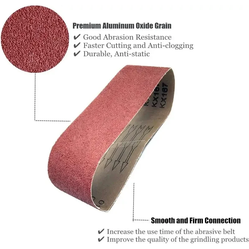 10pcs Sanding Belt Set 330x30mm Abrasive Sander Accessories for Metal Wood Furniture Grinding Pneumatic Sander Compatibl