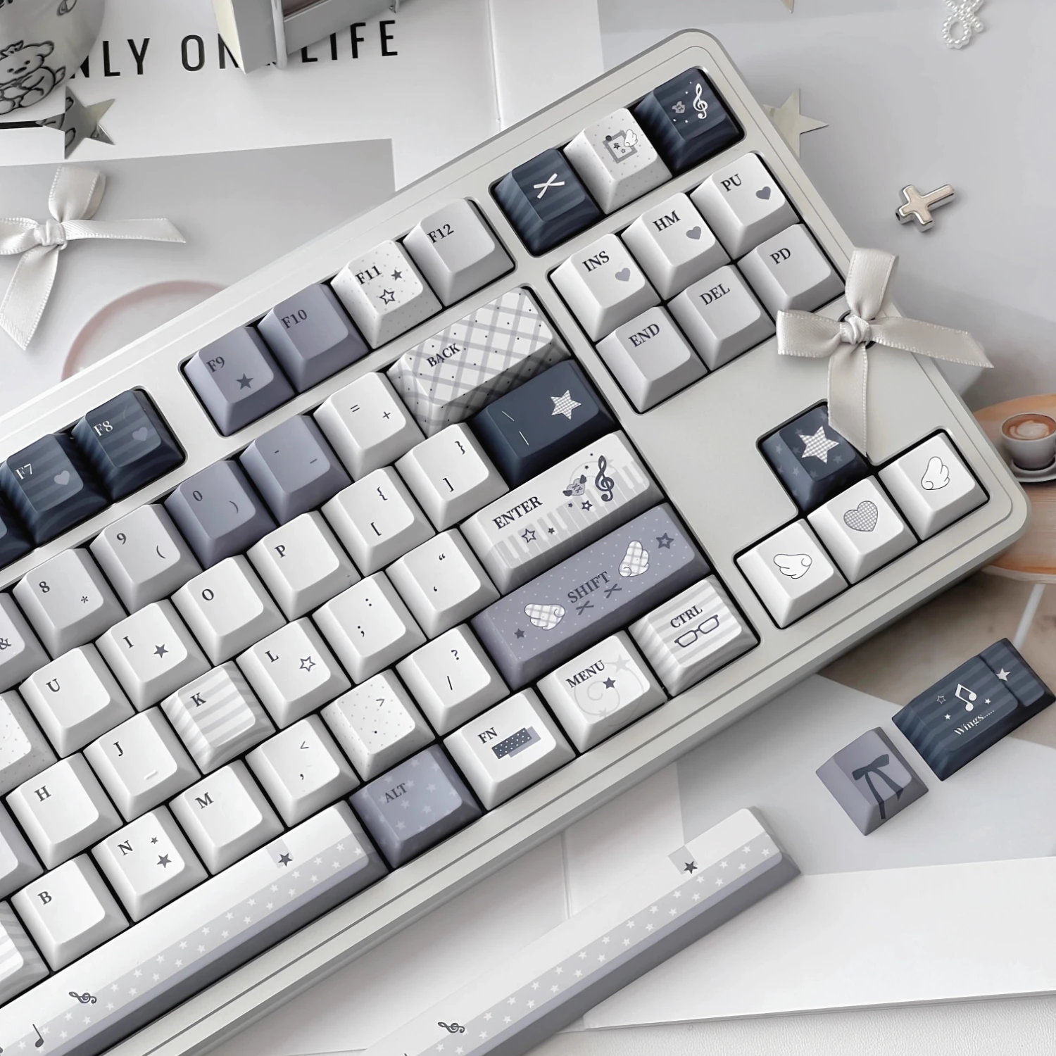 MAIMOOO Sublineage Musical Note Keycap Cherry Profile PBT Sublimation Custom Advanced Gray Keycaps for MX Mechanical Keyboard