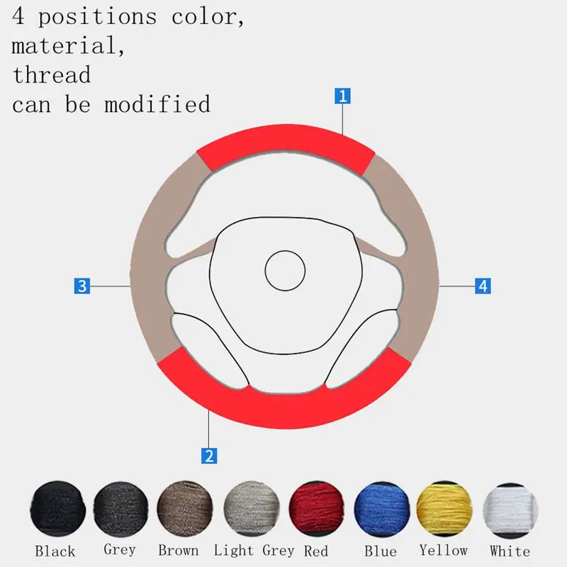 Car Steering Wheel Cover Braid Suede Leather For Peugeot 508 2011-2008 508 SW 2011-2018 Steering- Wheel Cover Wrap