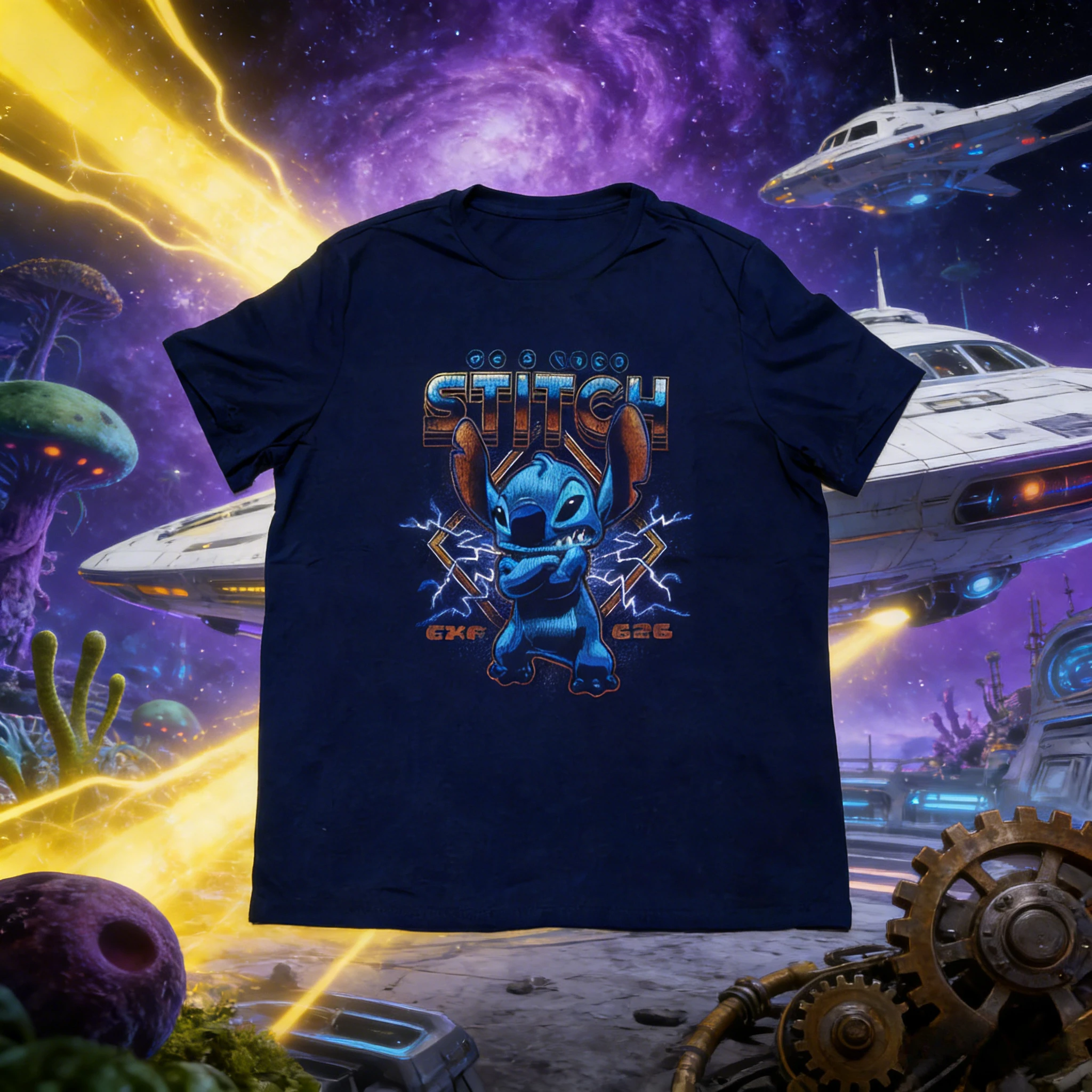 디즈니 썸머 스타 베이비 무비 스티치 남성과 여성을 위한 100% 순수 코튼 프린트 티셔츠, 캐주얼 스트리트 루즈하고 통기성이 뛰어난 탑