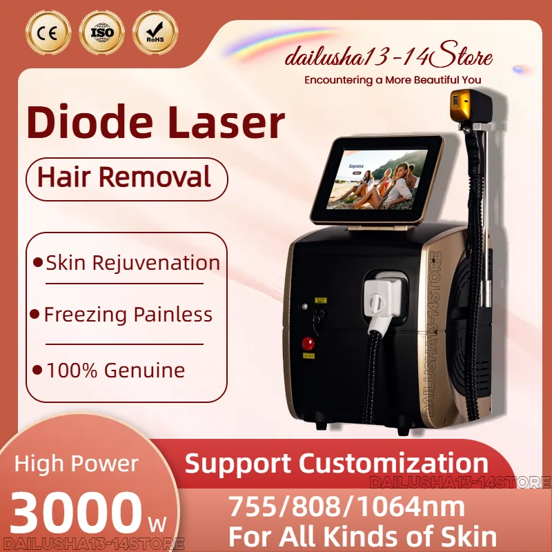 

Ice Painless Alexandrite Laser Permanent Hair Remover 755nm 808nm 1064nm Diode Laser Hair Removal Machine Epilation Definitive