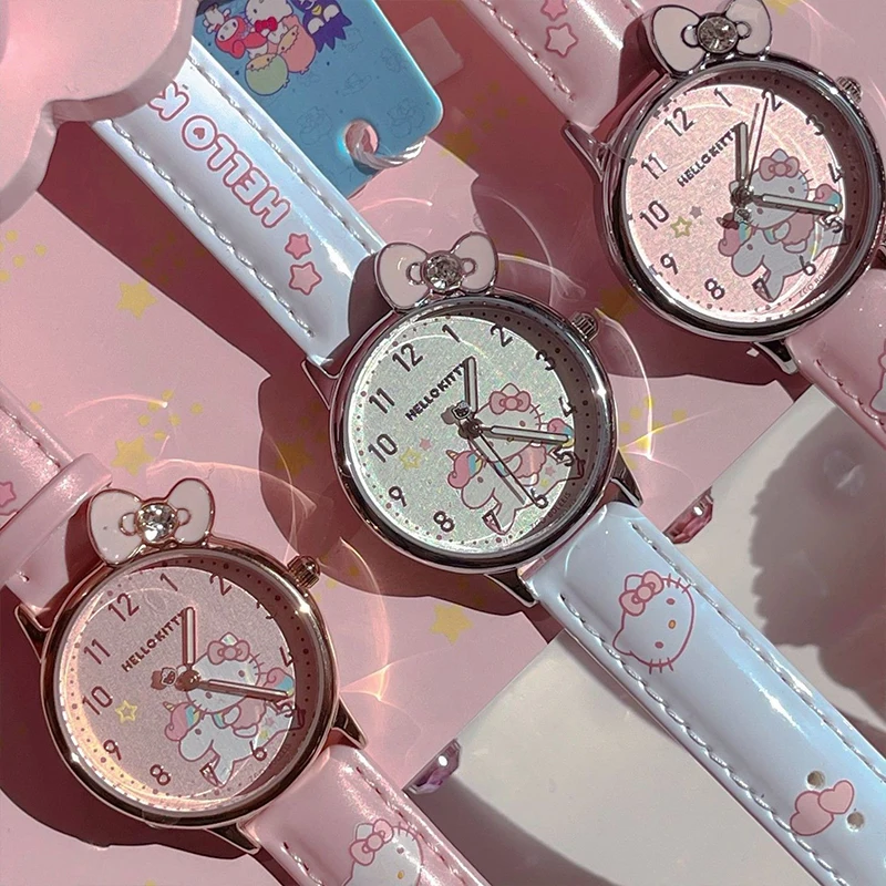 Zgo Sanrio Joint Anime reloj Cinnamoroll Hello Kitty Kuromi, Original, Simple, luminoso, impermeable, electrónico, regalos para niñas