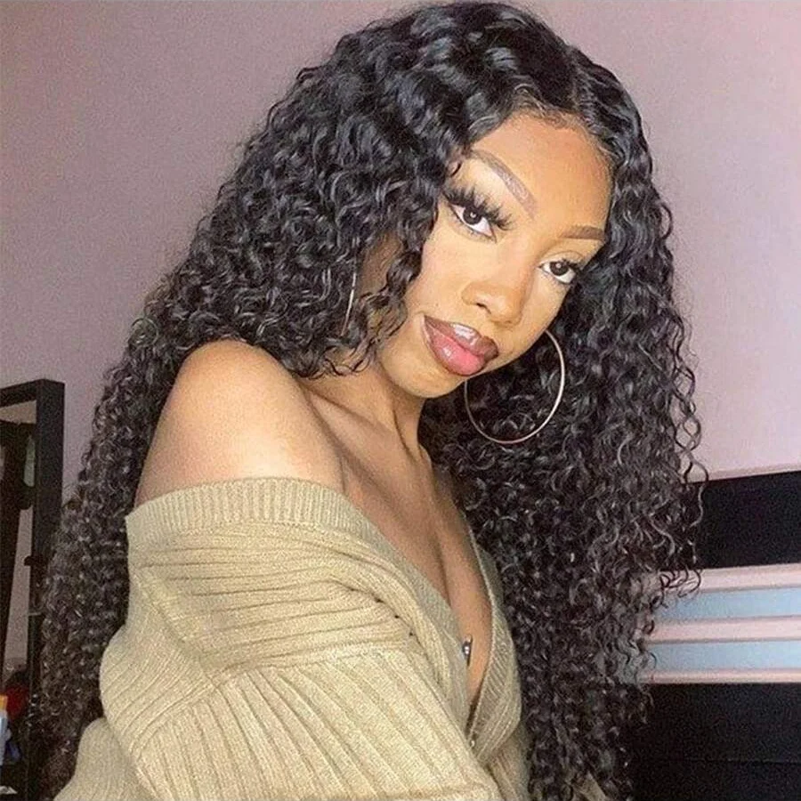 Jerry Curl 13x4 Lace Front Wigs Pre Plucked 180% Density Curly Human Hair Wigs Wet Wavy Wigs For Women