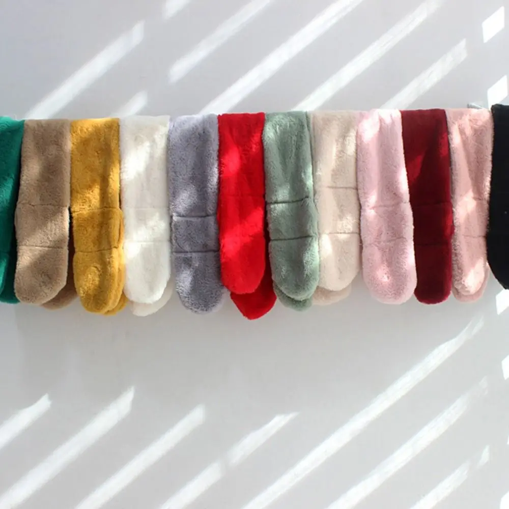 Cute Solid Color Cross Scarf Faux Rabbit Fur Thicken Neckerchief Wrap Neck Warmer Boys