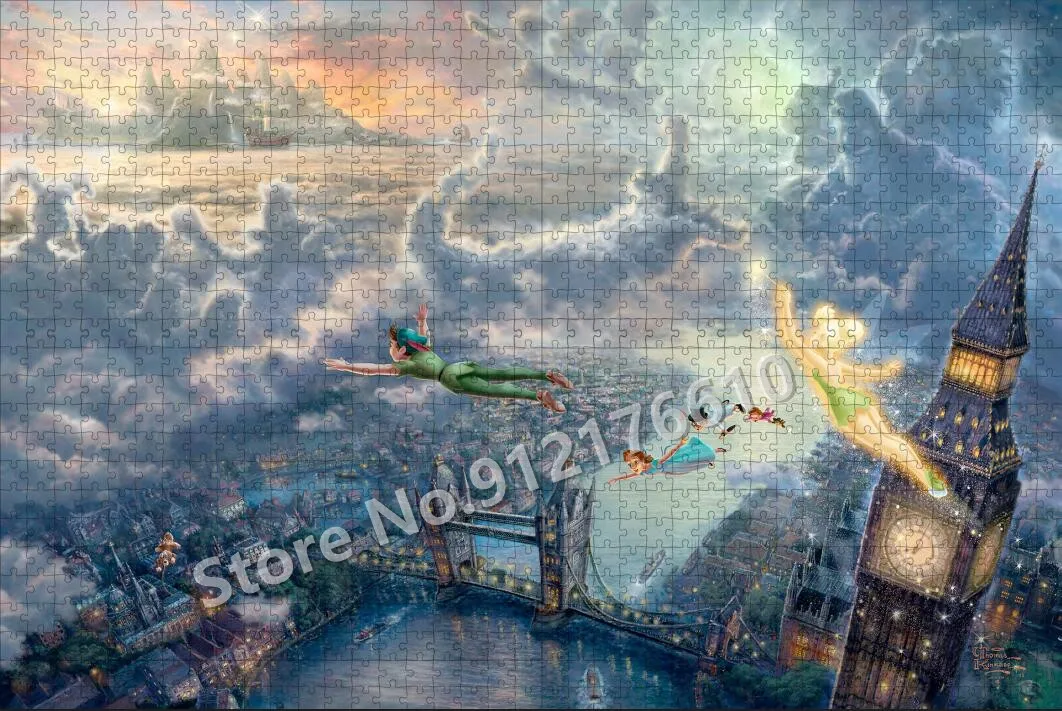 Peter Pan Jigsaw Puzzle 300/500/1000 Pieces for Adult Disney Cartoon Wooden Puzzle Family Gaming Decompress Educational Toys