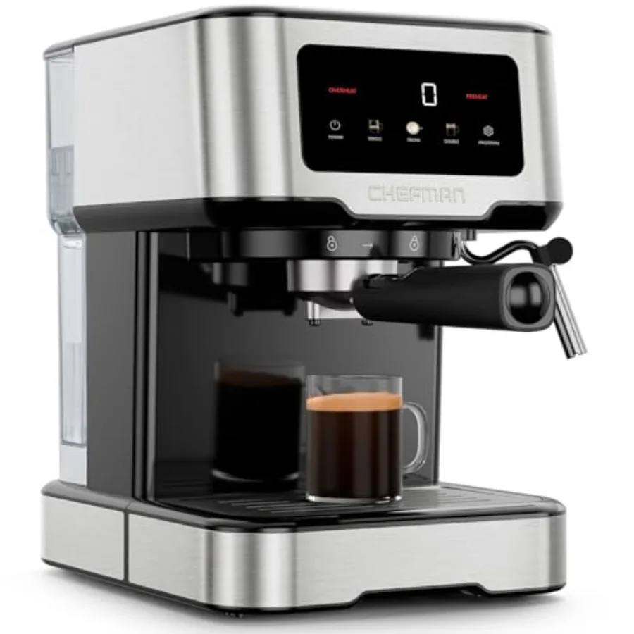 CraftBrew Espresso Machine 15-Bar Pump Digital Espresso Maker w/Steam Wand for Latte and Cappuccino Compact Espresso Coffee Mac