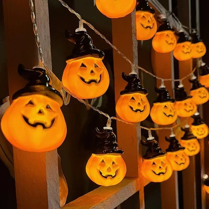 Halloween Decorations Lights Pumpkin String Lights Pumpkin Lantern Lights Halloween Home Party Yard Wall Door Decor Lights 710