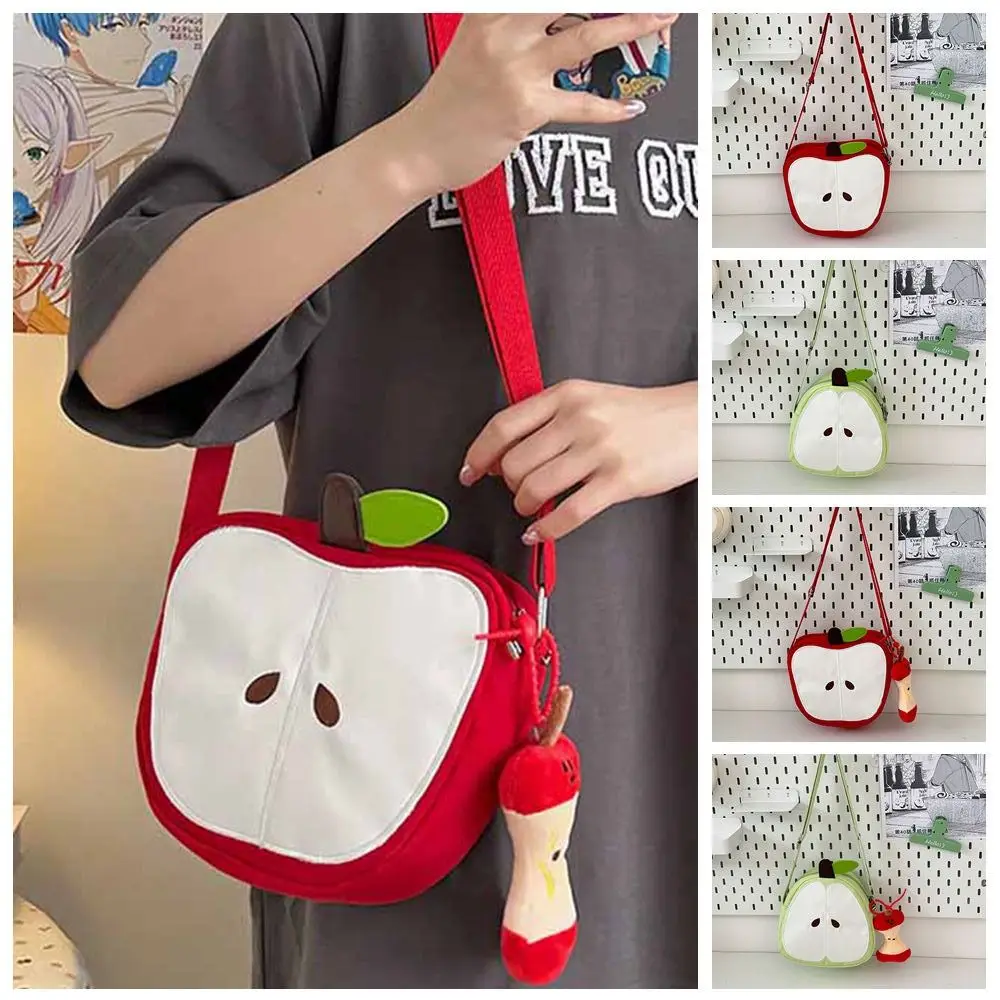 

Message Bag Fruits Shape Crossbody Bag Harajuku Solid Color Funny Shoulder Bag Casual Zipper Pouch Mobile Phone Pack Outdoor