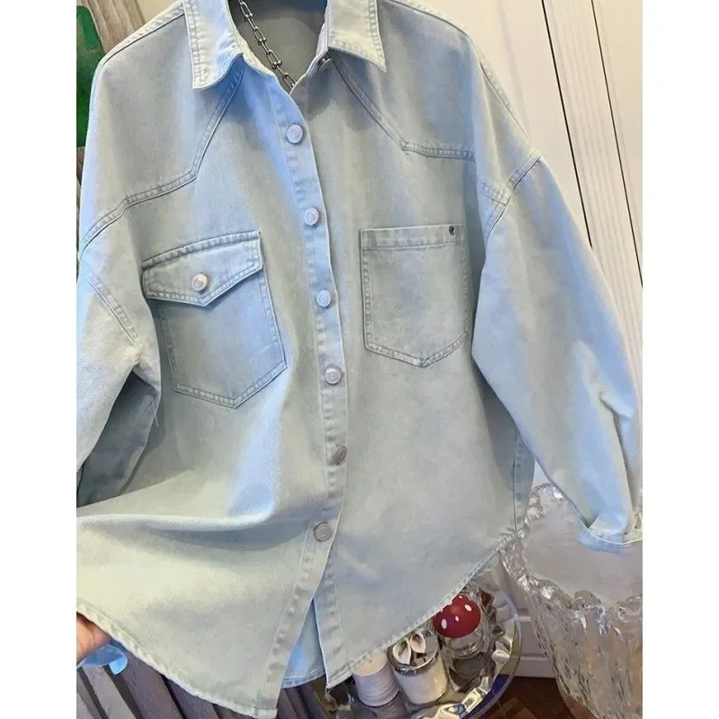 패션 코트 루즈핏 빅사이즈 여성 가을 신상 데님 셔츠